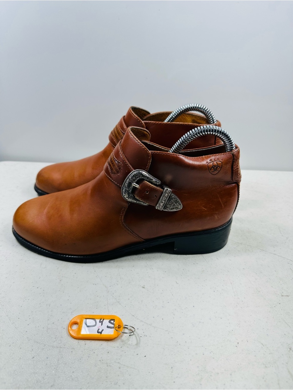 Ariat Chestnut Leather Western-Style Buckle Ankle Boots